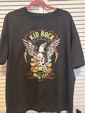 Graphic Tee - Charcoal with Orange Accent
